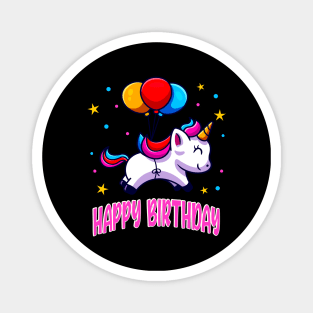 Happy Birthday Cute Unicorn Balloons Kids Magnet